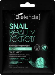 BIELENDA Snail Beauty Secrets Balancing & Regenerating Black Sheet Mask 1 Count