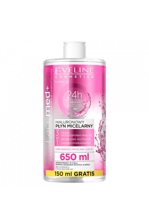 EVELINE 3-in-1 Facemed+ Hyaluronic Micellar Water 650ml