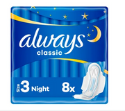 ALWAYS Classic Night Pads with Wings 8 Count