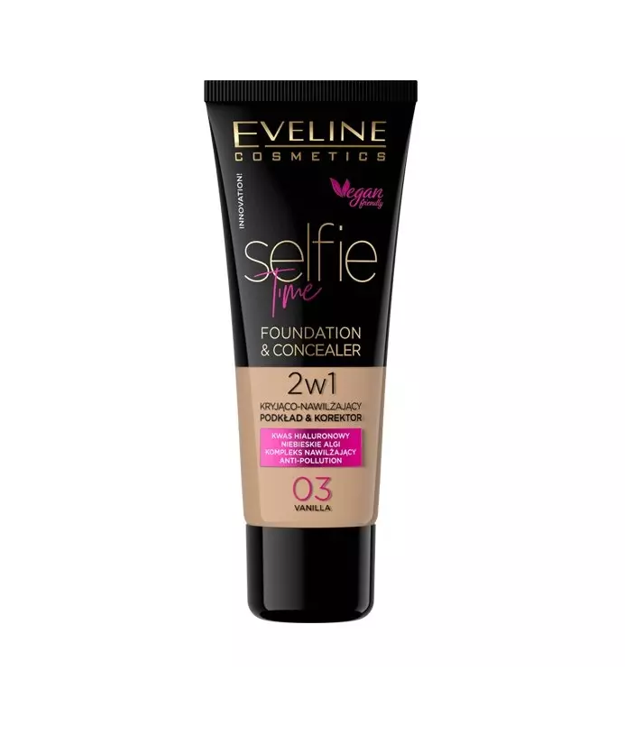 EVELINE Selfie Time Podkład 2W1 Kryjąco-Nawilżający Nr.03 Vanilla 30ml